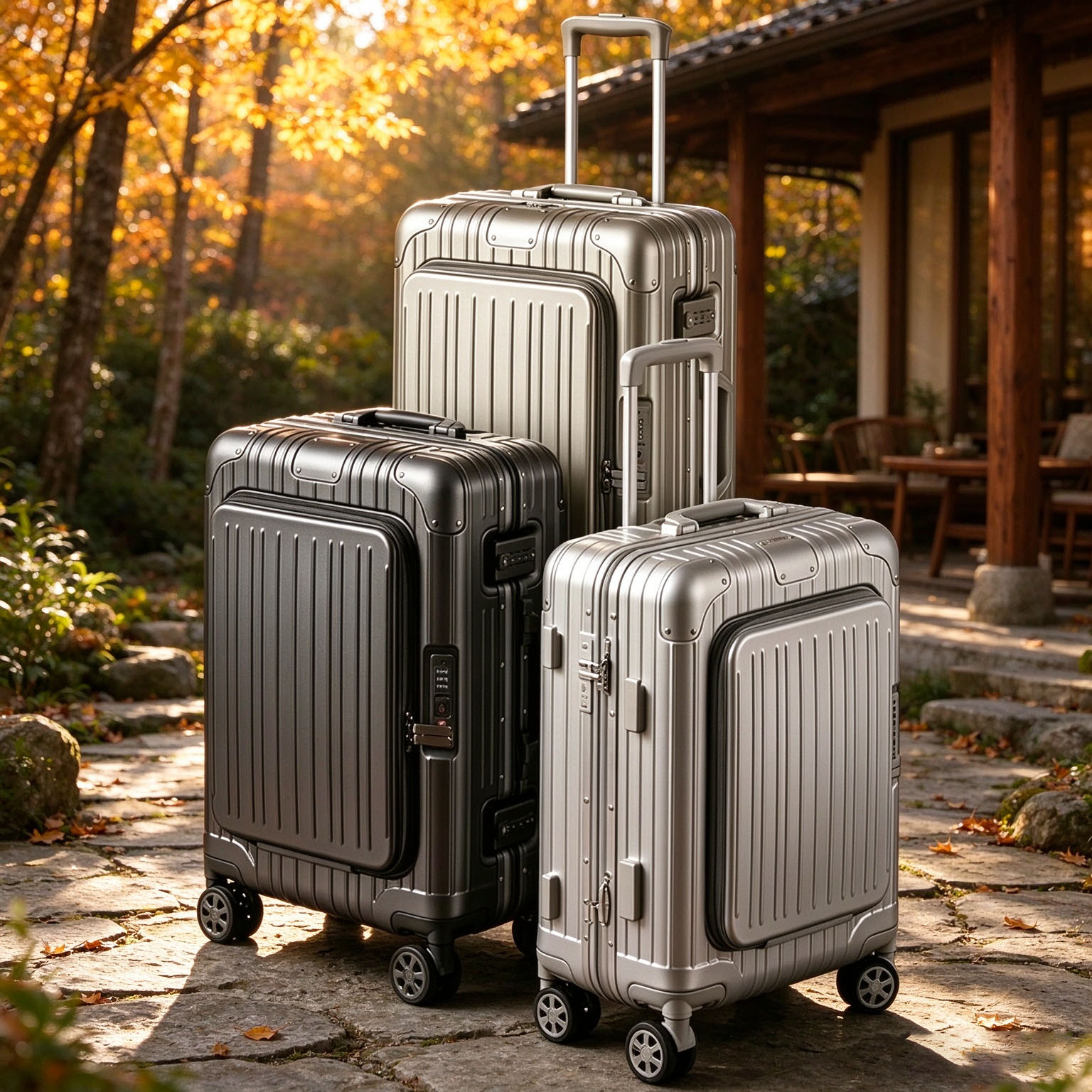 Spinner Wheel Rolling Suitcase 20 Inch - Koper Perjalanan dengan Bukaan Depan, Ukuran